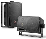 Pyramid 3-Way Indoor Outdoor Speaker System - 3.5 Inch 200W Pair of Mini Box Ceiling Wall Mount Speakers w/1" Tweeter, 3.25" Woofer, 1.75” Midrange - Home Theater Entertainment, PA System - 2022SX