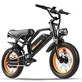 VDL Mountain Electric Bike for Teenager, 16" Fat Tire Ebike, Wider Seat 800W Peak Motor, Removable Battery, Front Fork Suspension, 20MPH, UP to 35 Miles Mountain Ebike, Black-Orange