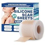 Silicone Scar Sheets, Silicone Scar Tape(1.6"x 158" Roll-4 meters), Silicone Scar Sheets for Surgical Scars, Scar Tape for Surgical, C-Section, Burn, Hypertrophic & Keloid Scars