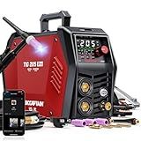 ARCCAPTAIN iControl TIG 205 Pro, 5 In 1 Cold Spot Stick/TIG Welder, 120V/240V Welding Machine with Large LED Display, 2T/4T, Hot start, Arc Force and Anti-stick