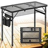 DeeprBetter Folding Camping Table, 3ft Camping Table Aluminum Folding Table with 3 Adjustable Height Max 27.5 Inch Picnic Table Portable Table for Outdoor Backyard BBQ, Beach