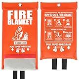 BXHYNOI Fire Blanket for Kitchen and Home - 2 Pack 40"x 40" Emergency Fire Suppression Blanket Fiberglass Fabric for Survival Safety