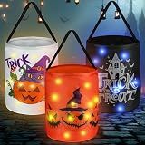 Halloween Trick or Treat Bags with LED Lights 3 PACKS Light Up Buckets