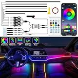 Jushope Interior Car LED Strip Lights, Acrylic LED Lights for Car with Dynamic Dreamcolor Chasing, Ambient Lighting Kits Music Sync Wireless APP and RF Remote Control (10 in 1)