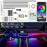 Jushope Interior Car LED Strip Lights, Acrylic LED Lights for Car with Dynamic Dreamcolor Chasing, Ambient Lighting Kits Music Sync Wireless APP and RF Remote Control (10 in 1)