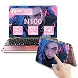 BINHENGLON 11 inch Laptop, 2 in 1 Laptops with 360° Touchscreen, Celeron N100 (Up to 3.4GHz), 16GB DDR4, 1920x1200 IPS, Backlit Keyboard, Side Power Button, Oval Touchpad(Rose Gold, 16GB+512GB SSD)