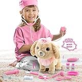 Airbition Interactive Toys Electronic Plush Dog for Girls, Pretend Play Doctor Kit with Dress Up Costume, Remote Control Puppy Sing, Walk, Nod, Bark, Wag Tail, Gifts for 2 3 4 Years Old Kids Toddlers
