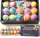 15 Pack Bath Bombs Gift Set for Women - 15 Unique Scents & Colors, Organic Handmade Bubble Bath Balls with Essential Oils & Shea Butter, Relaxing Spa Fizzies, Birthday Gifts for Mom Wife