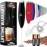 Zulay Kitchen Milk Frother Handheld Electric Whisk – Frother Wand with 2 Duracell Batteries, Durable Drink Mixer, Coffee Frother, Hand Blender, Frother for Protein Powder, Matcha & More - Black