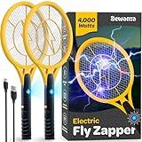 Electric Swatter [Set of 2] Handheld Bug Zapper Racket for Indoor/Outdoor - 4000 Volt Swatter - Instant Bug & Mosquito Killer with Attractant LED Light - USB Rechargeable Portable Zapper.