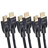 Amazon Basics HDMI Cable, 3-Pack, 6ft, 4K@60Hz, High-Speed 4K HDMI 2.0 Cord (18Gbps), 2160p, 48 bit, Compatible with TV/PS5/Xbox/Roku, Black