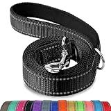 Joytale Double-Sided Reflective Dog Leash, 6 FT/5 FT/4 FT, Padded Handle Nylon Heavy Duty Leashes for Medium & Large Dogs Walking, Black, 6FT