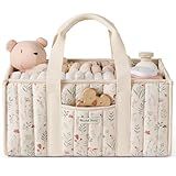 Blissful Diary Floral Diaper Caddy Organizer, Storage Basket, Floral Beige