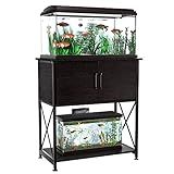 Herture 20-29 Gallon Aquarium Stand Metal Frame Fish Tank Stand with Cabinet Storage, for 20 Gallon Long Aquarium,30.7" L*16.5" W Tabletop,330LBS Capacity Black PG01YGB