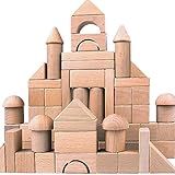 Migargle Kids Wooden Blocks - 80 Pcs - Stacking Building Blocks for Toddlers - Natural Beech Wood Blocks - Preschool Learning Toys for Kids Ages 3+