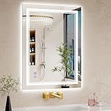 WISSMIELS 24"x32" LED Bathroom Mirror with Lights, Anti-Fog, Backlit + Front Lit, Dimmable, Led Vanity Mirror for Wall, Lighted Bathroom Mirror, 3 Colors, Shatter-Proof Tempered Glass