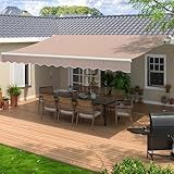 Patio Retractable Awning 13 x 8 ft Sun Shade Shelter Cover,Outdoor Patio Awnings for Shop, Restaurant, Cafe, Courtyard, Balcony