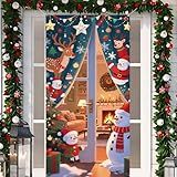 Christmas Door Cover,Christmas Door Decorations Xmas Decorative Front Porch Sign Decoration and Supplies for Home House Party Room Office Decor-71 × 35 inches (Multicolor 01)