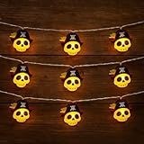 Halloween String Lights, Battery Operated 9.8FT 20 LED Pirate Skull Decorative Lights for Indoor Outdoor Halloween Party Yard Porch Decor