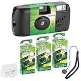 Fujifilm QuickSnap Flash 400 Disposable 35mm Camera + Hand Strap + Quality Photo Microfiber Cloth (3 Pack)