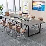 Tribesigns 8FT Conference Table, 94.49 L x 47.24 W x 29.53 H Inches Large Meeting Podcast Table for 10 People, Business Style Wooden Training Table with Strong Metal Frame for Office Conference