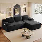 Chorlenimi Sectional Couches for Living Room Cloud Couch Sofa with L-Shape Upholstered Boneless Couchs Modern Modular Sectional Couch with Chaise (Black, 96" W+Right Facing Chaise+2Seaters)