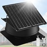 BINGLUX 55W Solar Attic Fan with Thermostat, 12" 1300CFM Hybrid Solar Roof Vent Fan, Brushless Waterproof Solar Powered Attic Exhaust Fan Auto On/Off for Roof, Attic, Garage, Shed, Greenhouse