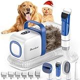 buenkee Dog Grooming Kit with Vacuum, 15000Pa Pet Hair Clipper and Shedding Brush, 50dB Low Noise, 2L Capacity, White