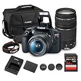 Canon EOS Rebel T7 DSLR Camera Kit | 24.1MP APS-C Sensor with EF-S 18-55mm & 75-300mm Lenses | Full HD 1080p Video Compact Beginner-Friendly Photography (2727C002) + Bag + 64GB Card