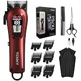 TCMKY Hair Clippers for Men Professional Clippers for Men Cordless&Corded Barber Clippers for Hair Cutting & Grooming. Rechargeable Hair Trimmer Kit for Household (Red)