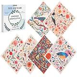 Yelasenari Swedish Dishcloths for Kitchen Reusable 6 Pack Kitchen Towels No Odor Quick-Drying Reusable Paper Towels Reusable Paper Towels Washable for Countertop Sink Kitchen Flower Bird