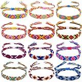 LanMa Woven Friendship Bracelets for Kids Girls Wowen, 12 Pack Handmade Adjustable Friendship Bracelet with Knot, Multicolor Braided Bracelets for End of Year Gifts/Birthday Gift/Party Favor
