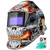 ARCCAPTAIN Welding Helmet Auto Darkening, 1/1/1/1 True Color Welding Hood, 4 Arc Sensor 1/25000s Response Time Solar Powered Weld Hood Helmet HSH-S800 Skeleton Knight