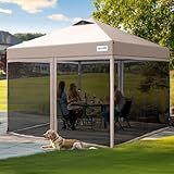 Quictent 10'x10' Pop up Screened Canopy Tent with Mosquito Netting, Portable Easy up Outdoor Screen House Shelter for Patio, Camping and Picnic, Includes Wheeled Carry Bag