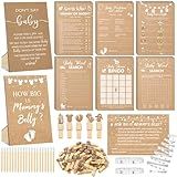 Funnymoom 426 Pcs Kraft Baby Shower Games Set-8 Games, Includes Baby Shower Bingo, Price is Right, Guess Who, Word Scramble, Prediction and Advice, How Big is Mommy's Belly, Don't Say The Words