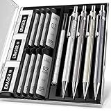 Four Candies 0.7mm Mechanical Pencil Set with Case - 4PCS Metal Mechanical Pencils, 8 Tubes HB #2 Lead Refills, 3PCS 4B Erasers and 9PCS Eraser Refills, Lead Mechanical Pencils for Writing & Drawing