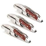Professional Waiter Corkscrew Wine Key for Bartenders Set of 3,With Long Rosewood Handle Stainless Steel Handle Wine Opener for Bar Restaurant Waiters, Sommelier, Bartend (Rose Wood 3 Packs)