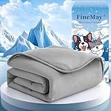 Cooling Blanket for Dogs, Lightweight & Durable Dog Cooling Mat, Q-MAX>0.45 Soft Breathable Pets Comforter for Couch, Bed & Car Essential - Light Grey 40x50 Inches
