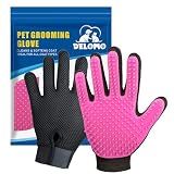 Pet Hair Removal Glove with 255 Silicone Tips for Dogs & Cats, 1 Pair Pink
