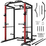 Goimu C1-V4 Power Cage, 2000LBS Squat Rack with LAT Pulldown, Multi-Function Weight Cage Strength Training Machine, Workout Cage with More Attachments for Home Gym Garage (RD Power Cage C1-V4)