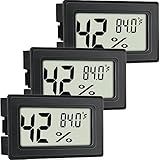 Indoor Hygrometer Thermometers 3 Pack Humidity Meters Gauge Mini Digital Thermometer Hygrometer with Fahrenheit (℉) for Humidors, Refrigerator, Greenhouse, Garden, Cellar, Closet