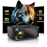 [1500 ANSI/Auto Focus/Built-in APPs] Outdoor-Projector-4K with Wifi6 and Bluetooth, Smart TV OS & DoIby Audio, Portable Projector with YouTube/PrimeVideo, ONOAYO 1080P Proyector with 300 ''Display