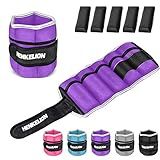 Henkelion 1 Pair 6 Lbs Adjustable Ankle Weights For Women Men Kids, Strength Training Wrist And Ankle Weights Set For Gym, Fitness Workout, Running, Lifting Exercise Leg Weights - each 3 Lbs Purple