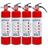 4 Pack ABC Dry Chemical Fire Extinguishers, 2.5 lb 1A:10B:C Rating for Home, Car, Boat, Quick Release Handle, Compact & Portable Dry Powder Extinguisher