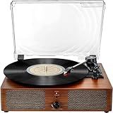 Vinyl Record Player Bluetooth Vintage 3-Speed Portable Turntables with Built-in Speakers, Belt-Driven LP Player Support USB Input AUX-in RCA Line Out