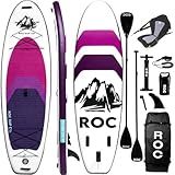Roc Inflatable Stand Up Paddle Board 10' 6" with Premium SUP Paddle Board Accessories, Wide Stable Design, Non-Slip Comfort Deck for Youth & Adults (Violet W/Kayak Seat)