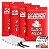 Emergency Fire Blanket for Home Kitchen - KANHIRO Fiberglass Fire Suppression Blanket Great for School, Fireplace, Grill, Car, Office, Warehouse (4 Pack, 39 in X 39 in)