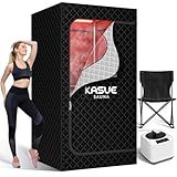 KASUE Portable Infrared Sauna, Steam Sauna with XL Steamer, 5-Layer Waterproof & Heat Insulation for Relaxation, Detoxification, Muscle Pain Relief Indoor & Outdoor(Obsidian Black)