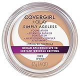 COVERGIRL Simply Ageless Instant Wrinkle Defying Foundation, SPF 28, Hyaluronic Complex & Vitamin C - 205 Ivory, Pack of 1