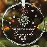 TEEBIM Engagement Gifts for Couples - Engagement Gift for Women, Her, Bride to Be, Couple - Newly Engaged Gifts for Her - Just Engaged Gift for Her, Friends - Glass Christmas Hanging Ornament 2025